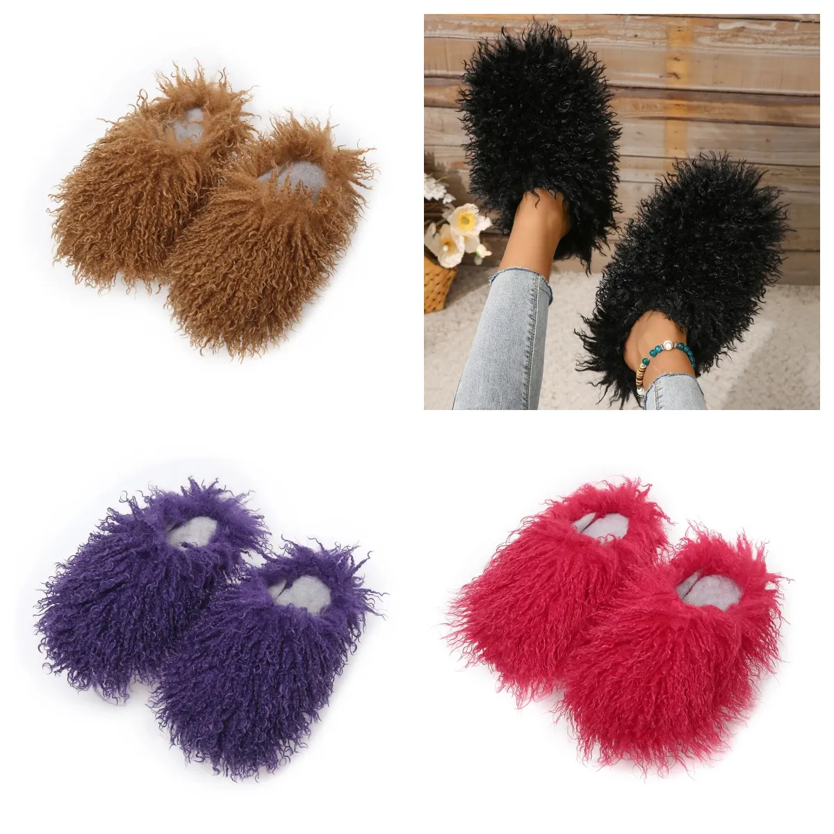 Sandals Hot Selling Fur Slipper Mule Woman Daily Wear Fur Shoes White pink Black browns Metal Casual Flat Shoes Trainer Sneaker GAI soft