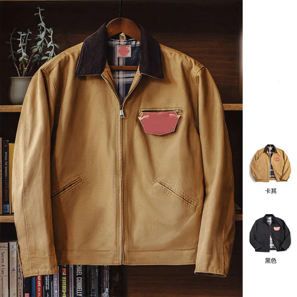 綿の肥厚されたジャケットと秋のトレンドカジュアルトップを添えたアメリカンビンテージキャンバスラペルジャケット