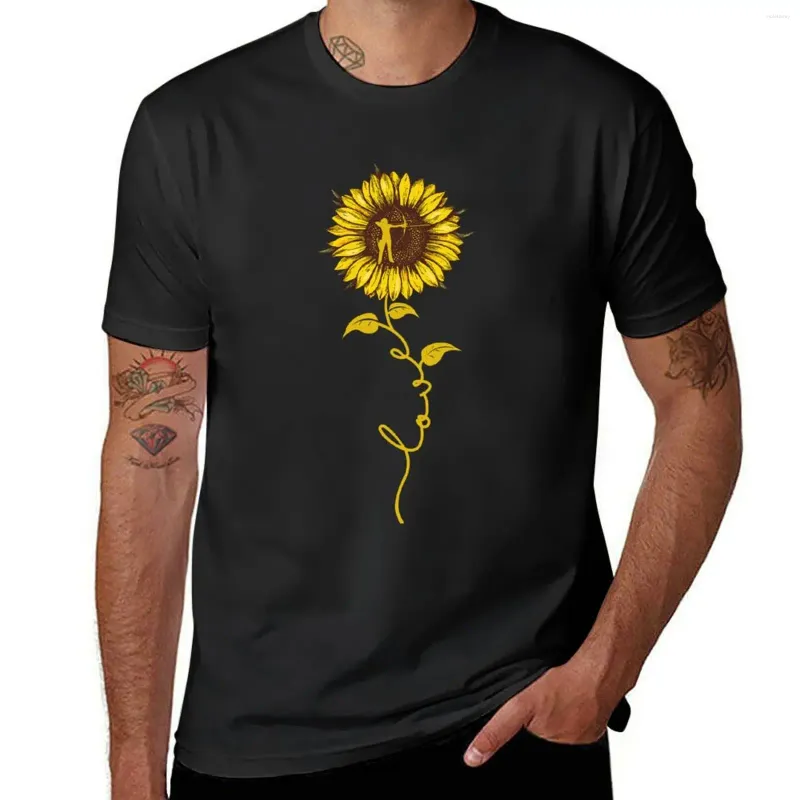 Polo da uomo Tiro con l'arco - T-shirt Sunflower Love Abiti carini T-shirt da uomo dei pesi massimi Kawaii