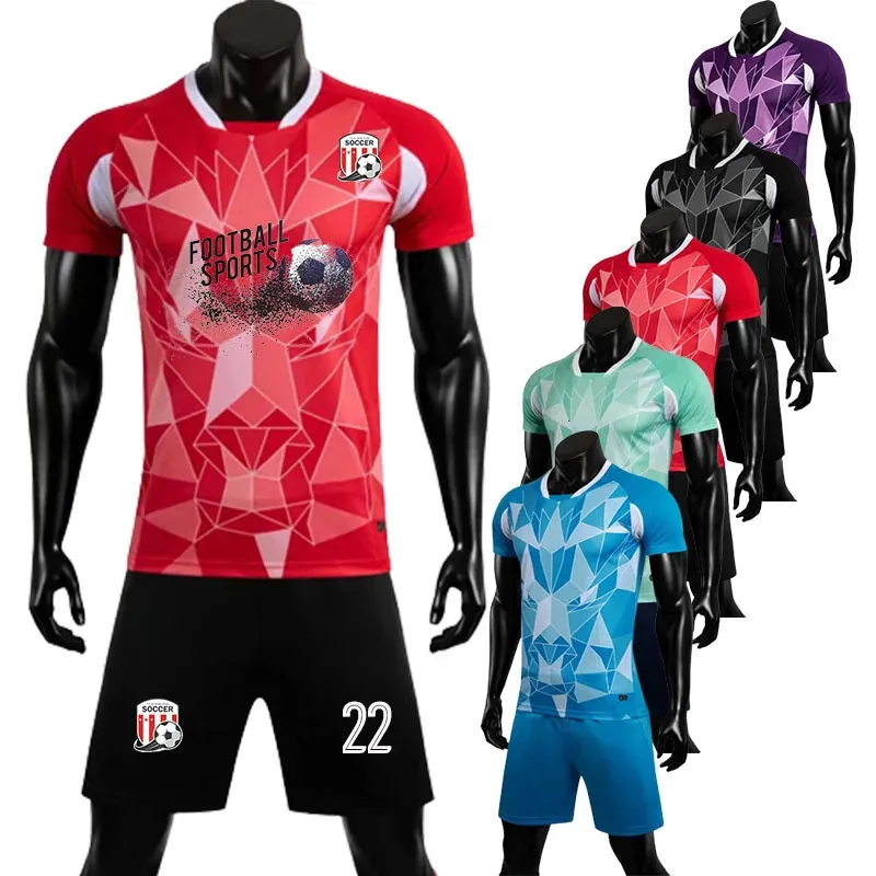 2223 Kids Men Football Jersey Set 2 Quick Dry Kids Male Plus Sports Sports Contract Custom Training Soccer Uniform Suity 240312