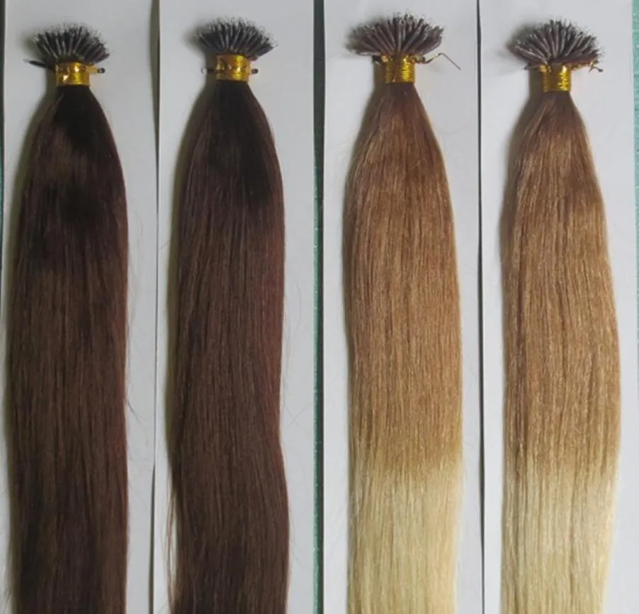 Grade 9A100 cheveux humains Nano anneau extension de cheveux raides 1gstrand100sLot 7 couleurs pour le choix dhl2266372
