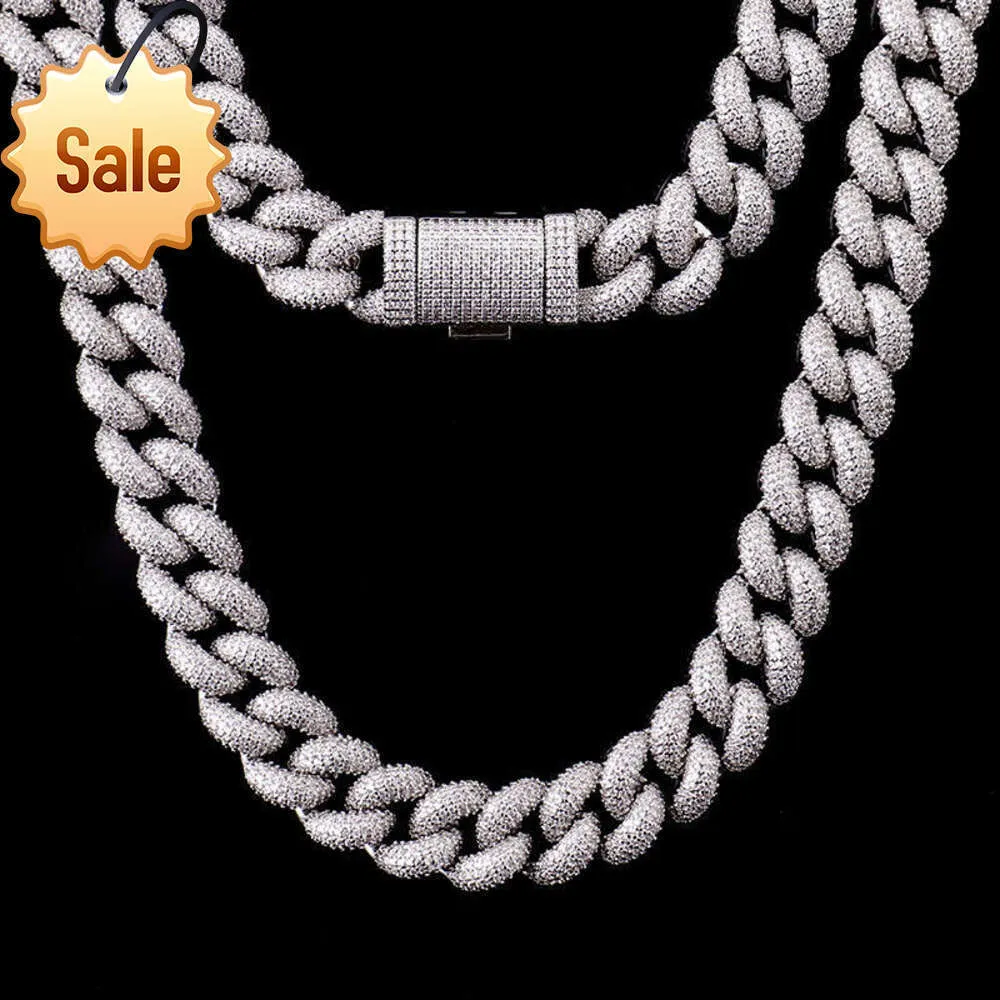 Gargantilla de plata de ley maciza chapada en oro grueso de Hip Hop, collar, pulsera, cadena cubana de moissanita, conjunto de joyería para hombre y mujer