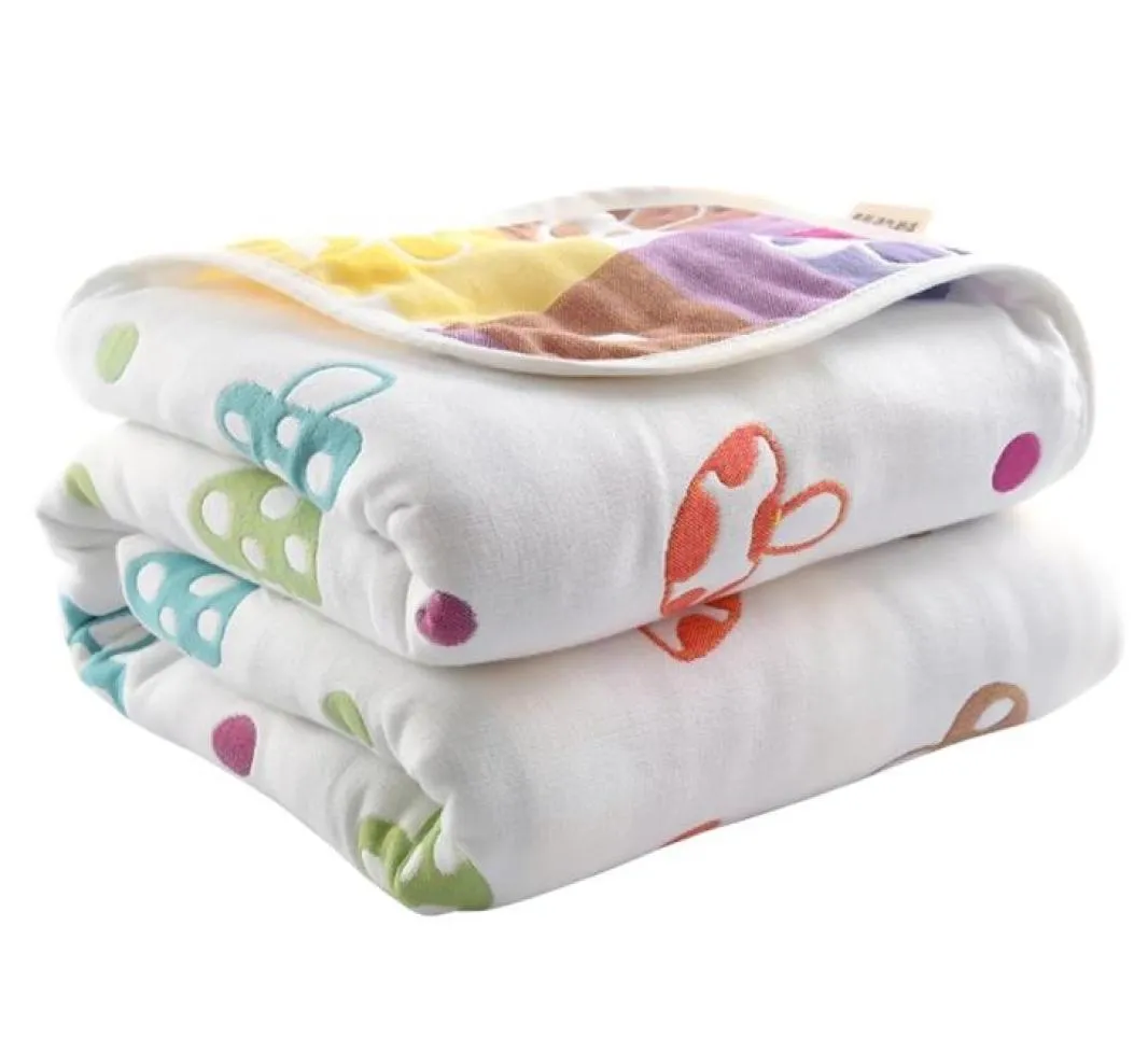 90100 cm Pure Cotton Baby Filt Summer Toddler Bedding Quilt 6 Layer Muslin Swaddle For Newbons Gace Bath Thandduk Baby Deken6050792