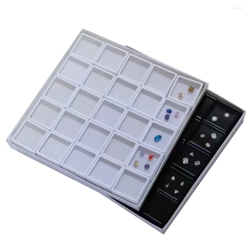 Jewelry Pouches Lots Of 25Pcs Diamond Storage Box 5cm Gems Organizer Case Stone Display Packaging Tray Pendant Charms Jewellery