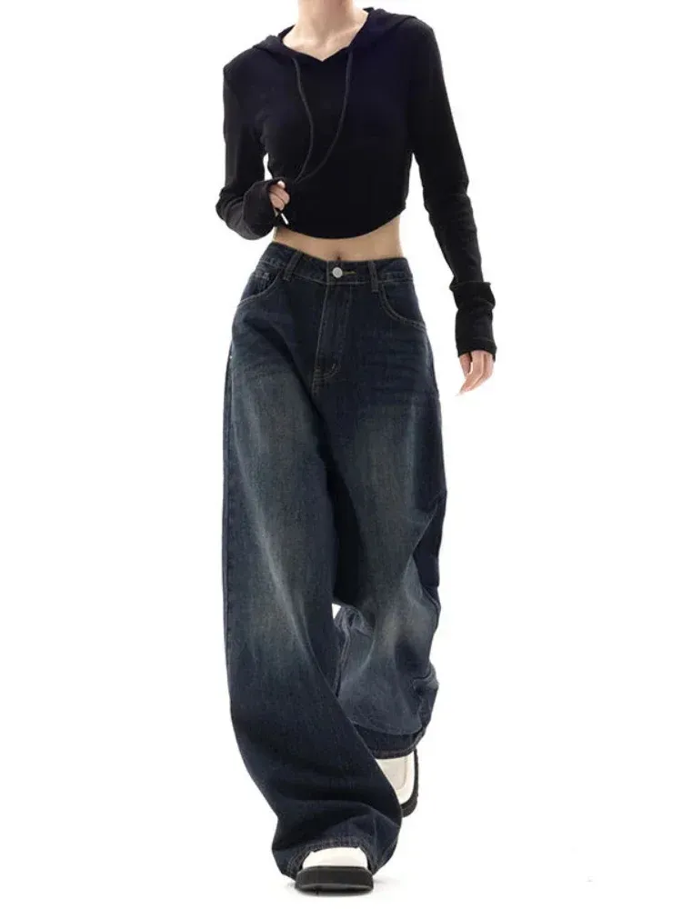 Wide Leg Jeans Women Korean Fashion Harajuku Baggy Denim Trousers Oversized Streetwear Vintage Y2k Autumn Casual Pants 240402