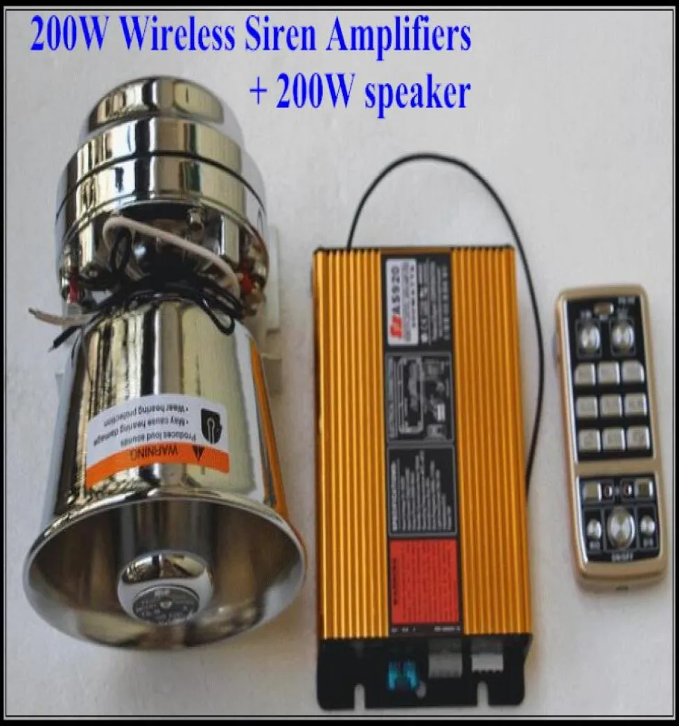 Hipower DC12V 200W politie-elektronensirene autowaarschuwingsalarmversterkers met draadloze multifunctionele afstandsbediening 1unit 200W spekaer2914625