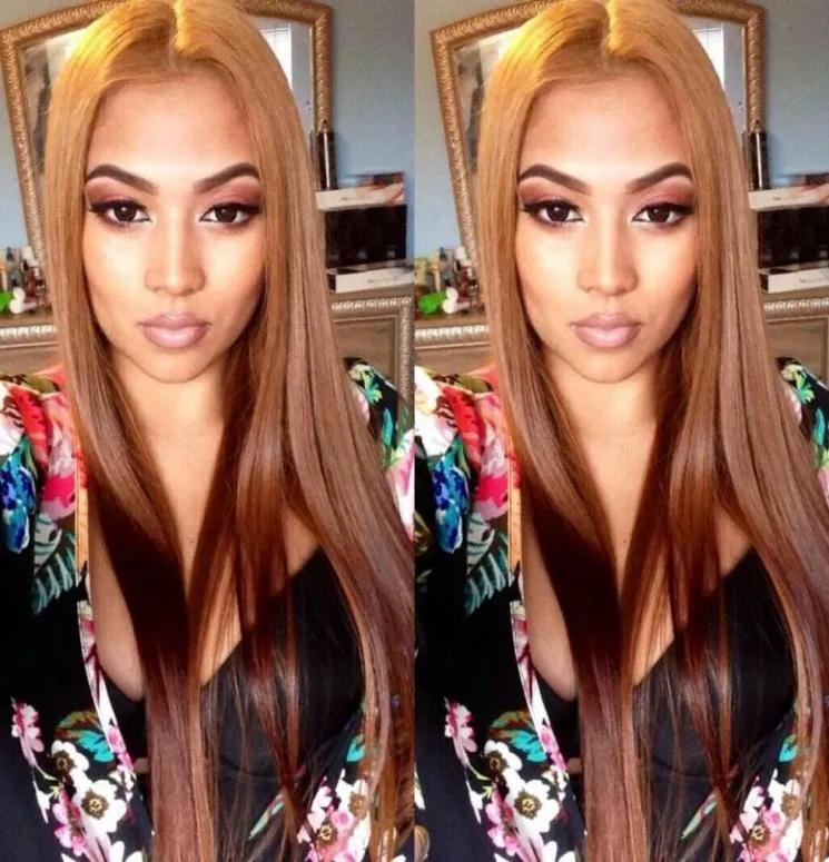 Pre Colored 30 Peruvian Human Hair Wig Natural Straight Lace Front Wigs with Baby Hair 130 Density1194130