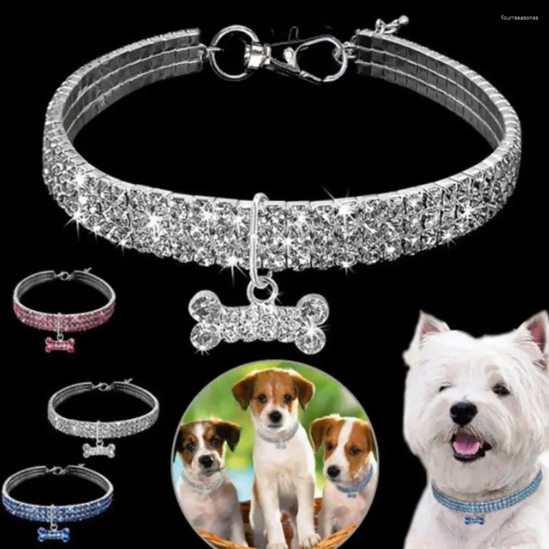 Colliers pour chiens et animaux de compagnie, strass, diamant scintillant, laisse, nœud souple réglable