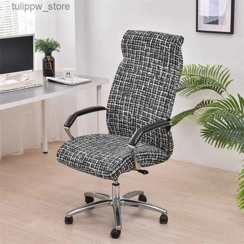 Housses de chaise Housse de chaise de bureau imprimée élastique pour chaises de jeu d'ordinateur couverture Anti-poussière rotation fauteuil housses de chaise amovible maison L240315