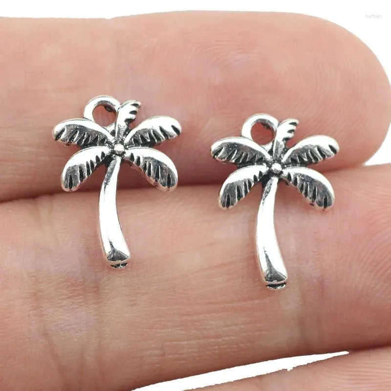 Charms 20 stuk/partij 12 16mm Antiek Verzilverd Kokospalm Hanger Charm Plant Palm Voor Sieraden Maken