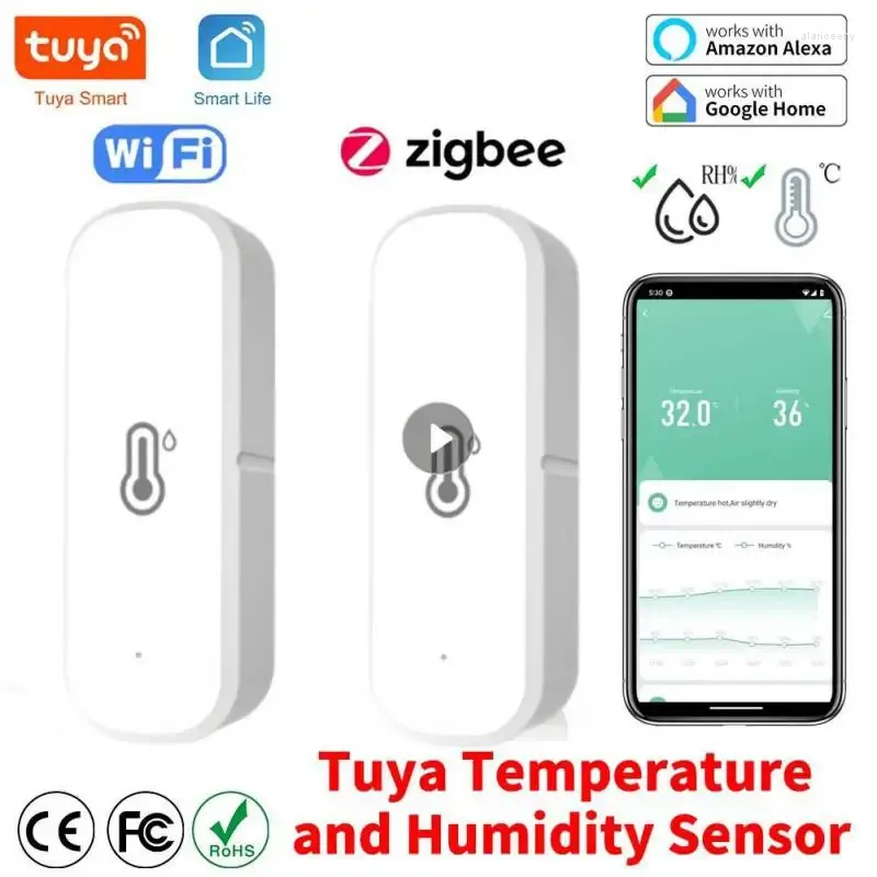 Smart Home Control Tuya WiFi درجة حرارة الرطوبة استشعار App Life Monitor مع Alexa Google No Hub أداة النظام المطلوبة