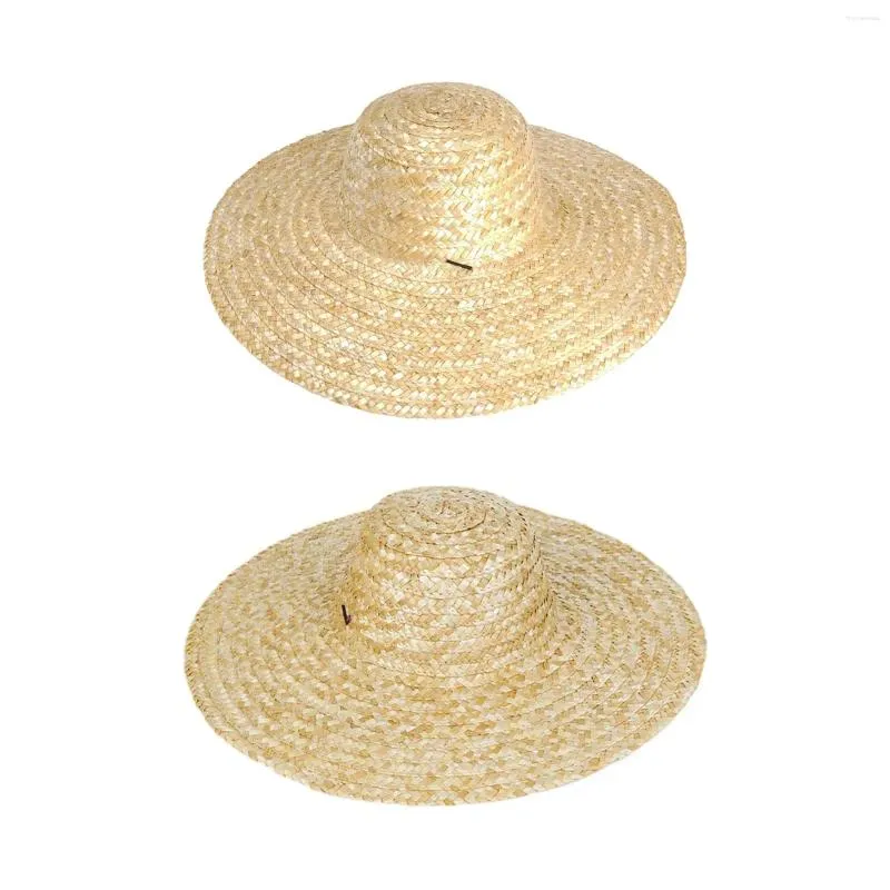 Berets palha trabalho chapéu de proteção solar leve funcional com cordão de vento multifuncional respirável para praia acessório prático
