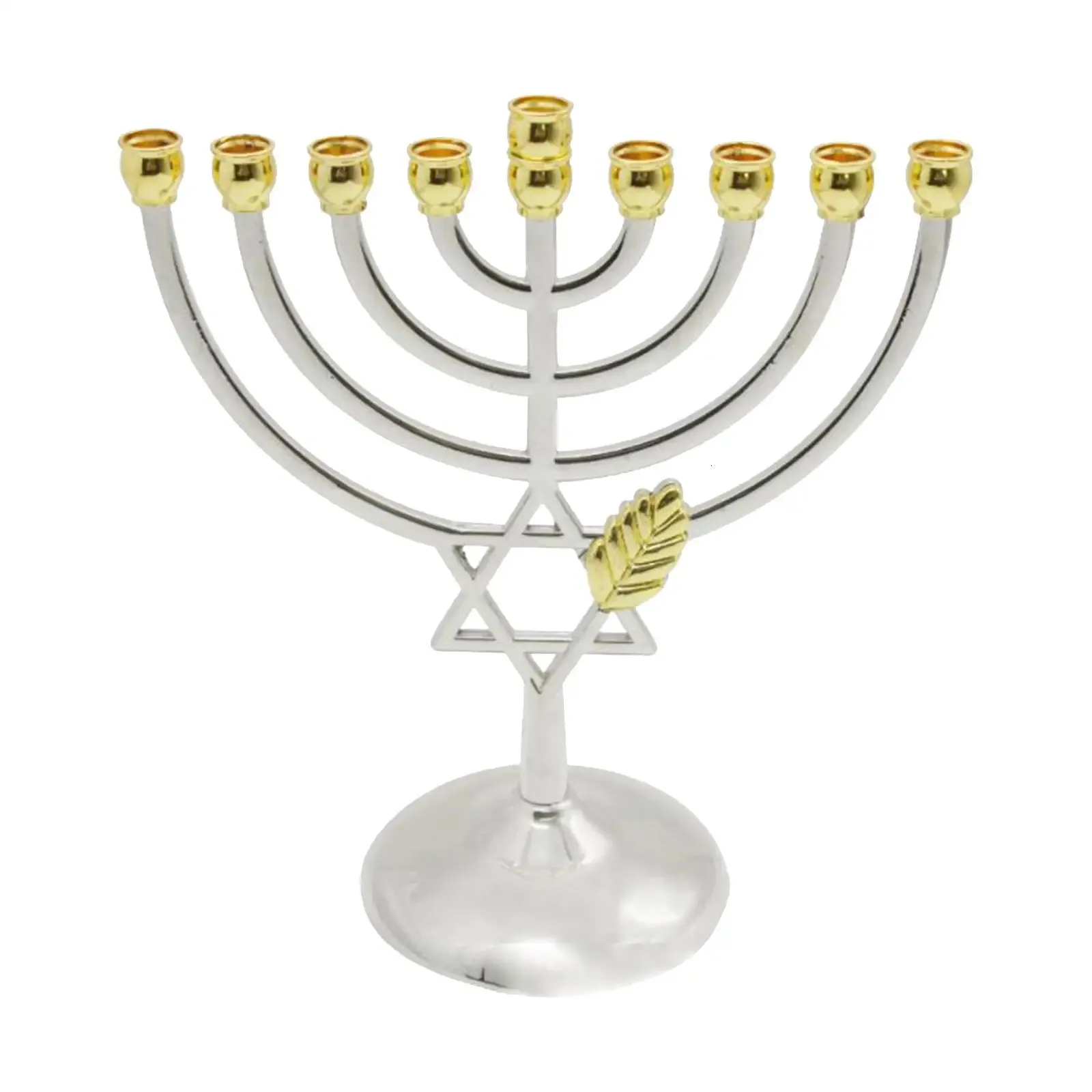 Metal Hanukkah Candleholder Geometric Hanukkah Decorative 9 Branch Menorah Candlestick for Standard Hanukkah Candles Hotel Home