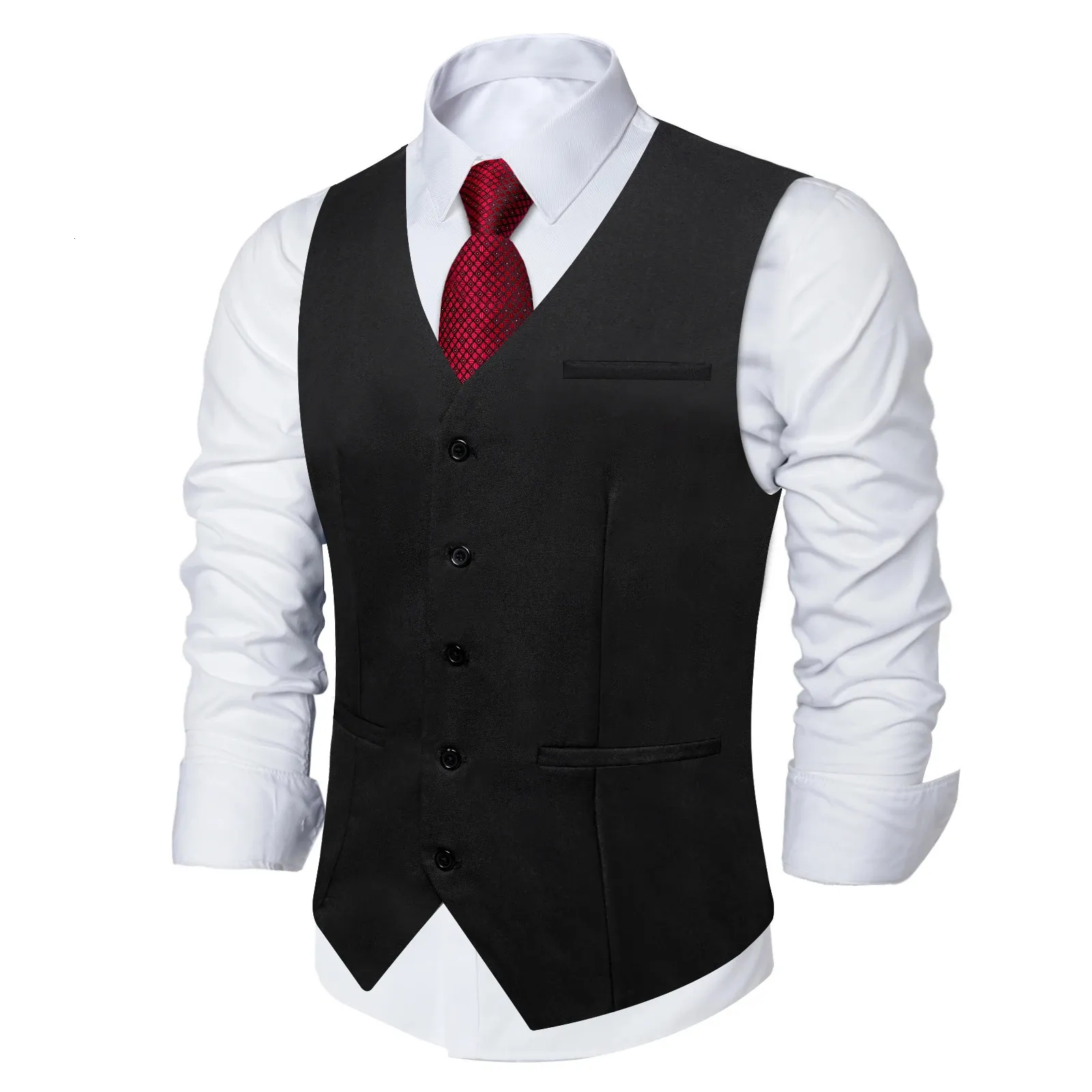 Mens Formal Wear Vests Solid Rayon Polyester Suit Vest For Wedding