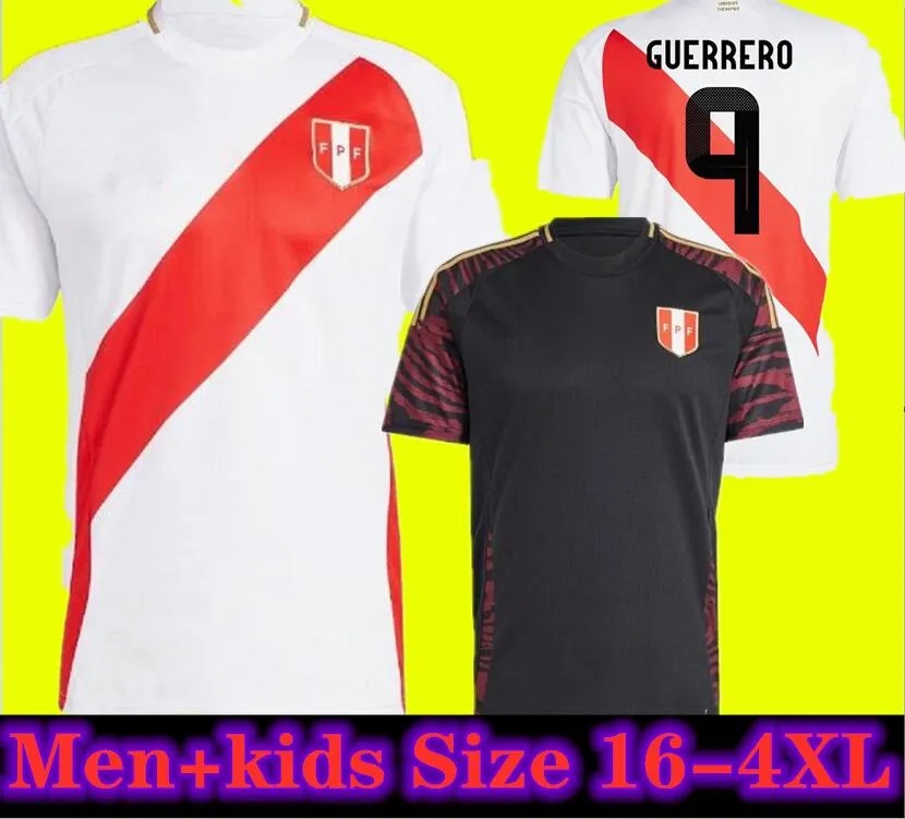 2024 Koszulki piłkarskie Peru Home Away Pizarro Falfan Guerrero Solano Flores Cubillas LaPadula Luis Lberico Fan Fan Version Boys 23 24 Football Shirt Men Kit Kit Kid