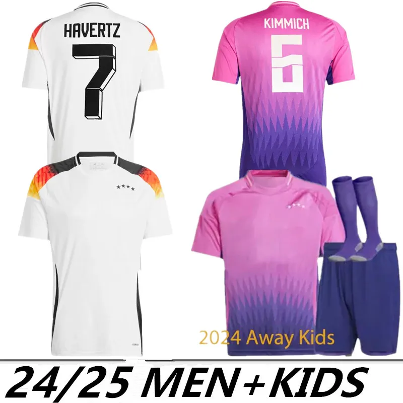 24 25 HAVERTZ BRANDT SANE Maillot de football 2024 Coupe d'Europe Allemagne Maillot de football de l'équipe nationale 2025 Hommes Enfants Kit Set Accueil Blanc Extérieur Violet Gnabry Muller Hofmann Kimmich