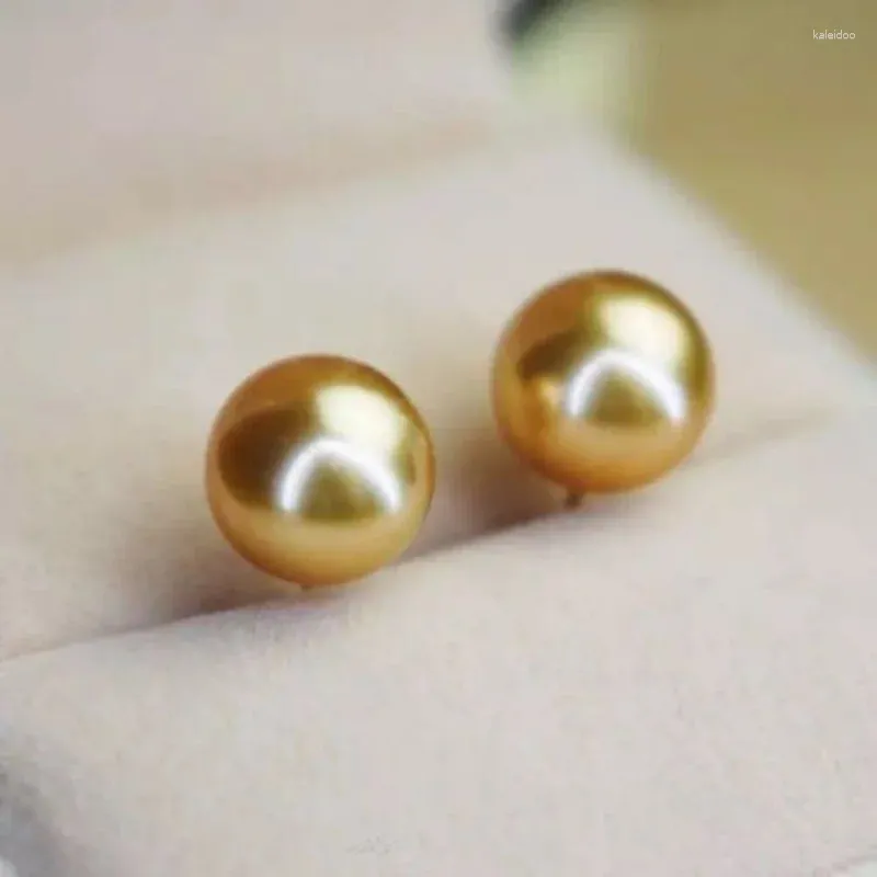 Dangle Earrings Stunning 5-5.5mm Real Natural South Sea Golden Round Pearl Sterling Silver 925 For Women