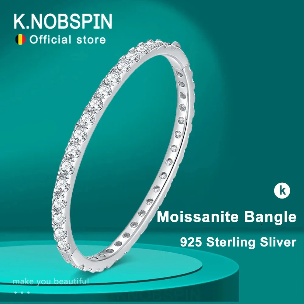 KNOBSPIN D VVS1 bracelets complets de 4mm certifiés GRA s925 plaqué argent Sterling 18k bracelets pour femme cadeau de fête bijoux 240305