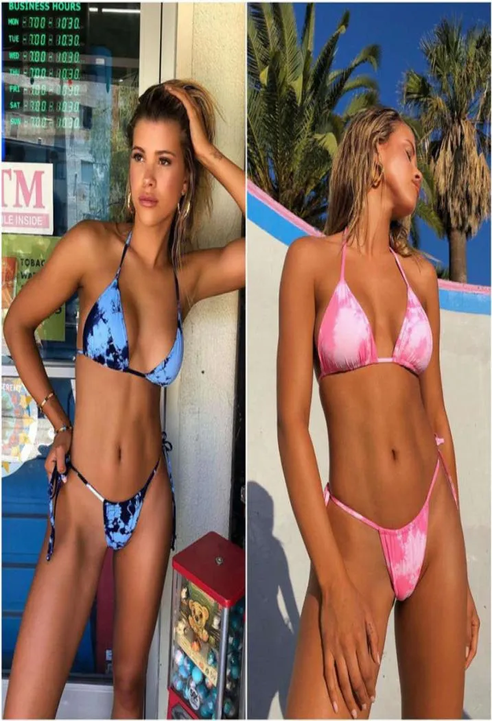 Tiedye Gradiënt Vrouwen Zomer Badmode Bikini Set Bh Driehoek Pak Badpak Badpak Zwempak6297884