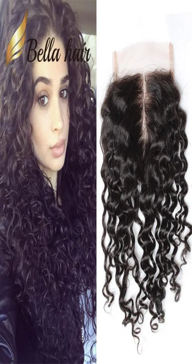 Brazilian Virgin Human Water Wave Swiss Lace Closure With Baby Hair Natural Black Wet and Wavy 4x42003818