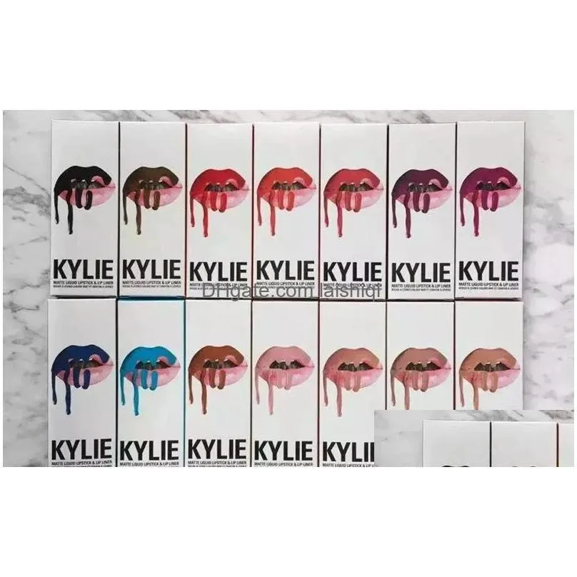 Andra makeup 5 färger Kylie Jenner Lipstick Lipgloss Lipsliner Lipkit Veetine Liquid Matte Kits Veet Liner Pencil KeyShadow Beauty Dr Dhntj