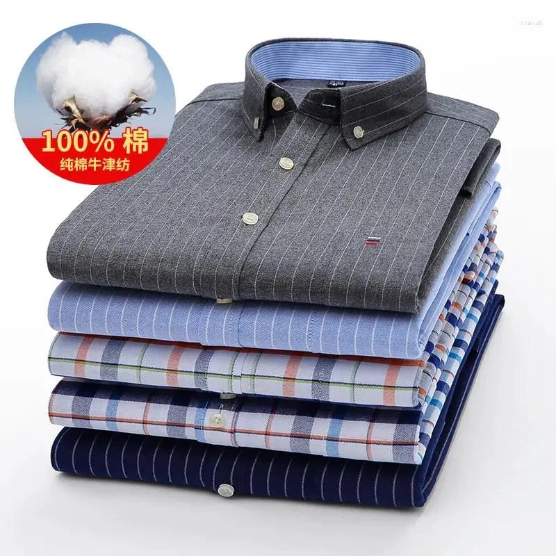 Men's Casual Shirts Arrival Fashion Spring Autumn Long Sleeved Shirt Oxford Youth Solid Cotton Plus Size SMLXL2XL3XL4XL5XL6XL7XL