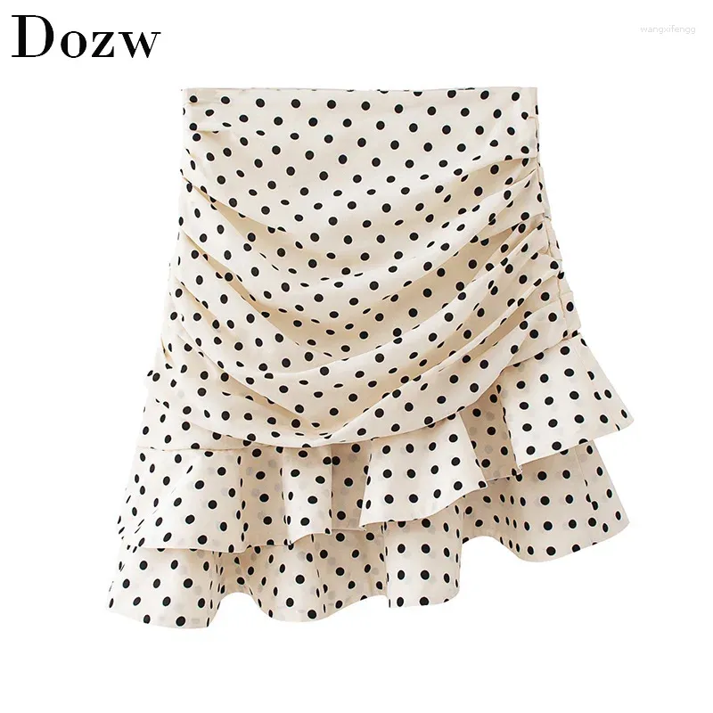 Rokken Sexy Bodycon Polka Dot Rok Vrouwen Mode Ruches Een Lijn Vrouwelijke Hoge Taille Schede Stijlvolle Mini Zomer Jupe femme