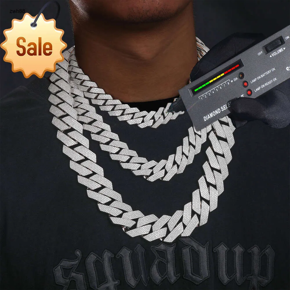 Jewelry Designer High Quality Cubana Hip Hop 620mm 925 Sterling Silver Vvs Moissanite Diamond Iced Out Cuban Link Chain Necklace for Menhiphop