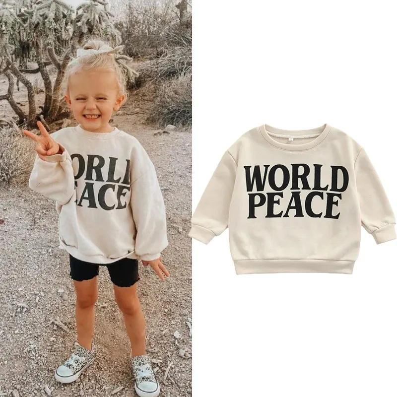 FocusNorm 1-6y Güzel Bebek Çocuklar Kız Erkek Sweatshirt Mektup Desen Baskılı Uzun Kollu Kazak Tişörtler Üstler 240313