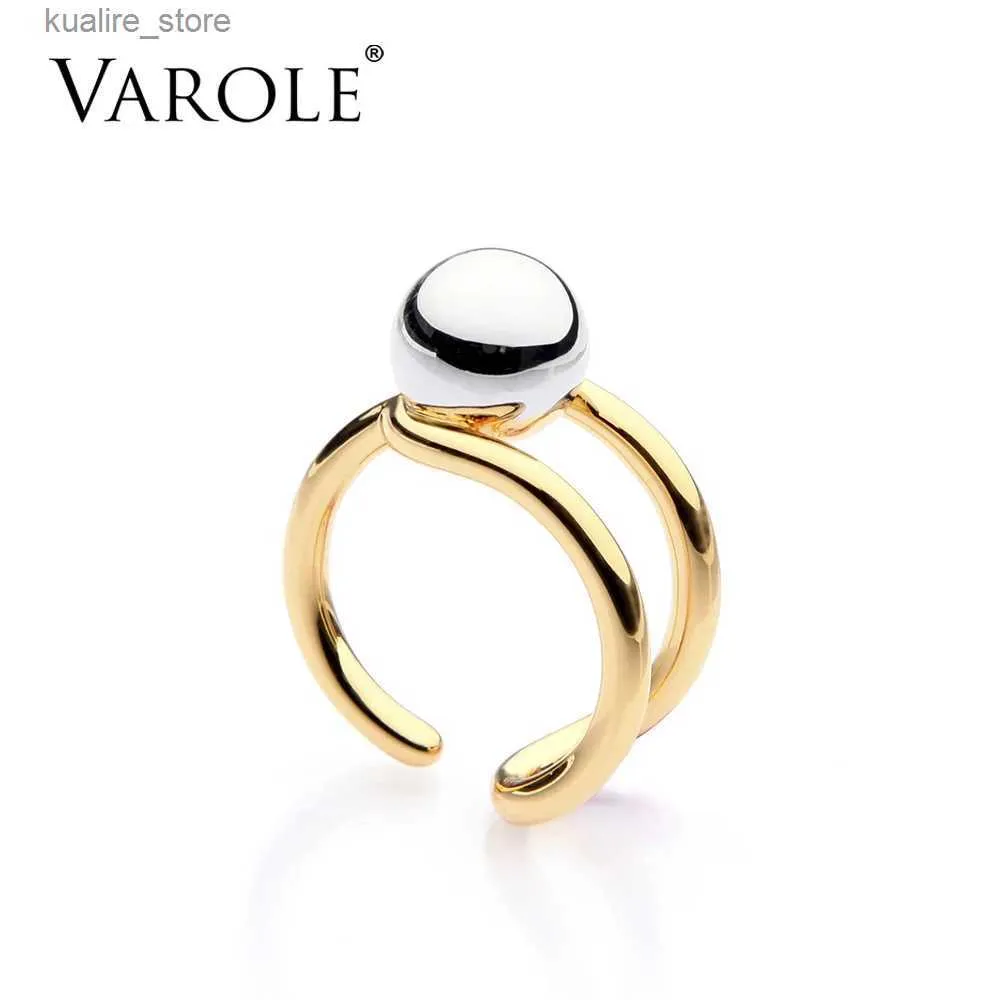 Pierścienie klastra mody podwójna linia gętania pierścieni midi dla kobiet złoty srebrny kolor % miedziany pierścień biżuteria mejr anel l240315