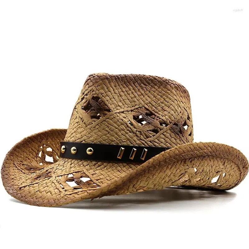 Bérets Chapeau Cowboy été Panama chapeaux de soleil pour femmes homme plage paille hommes Protection UV casquette Chapeau Femme