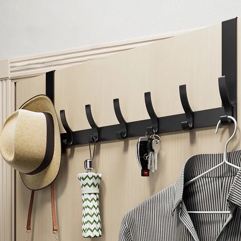 Rails Hooks Over The Door 5 Hooks Home Bathroom Organizer Rack Clothes Coat Hat Towel Hanger Bathroom Kitchen Accessories