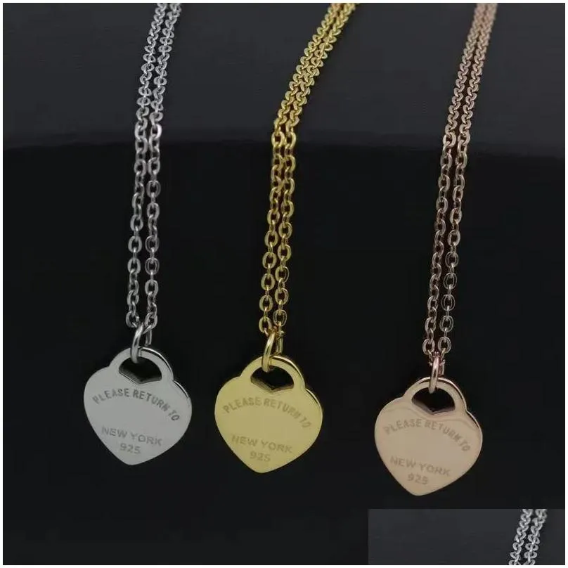 Collane con ciondolo Gioielli di design Collana a cuore Elegante oro rosa San Valentino Stile Tiff Pendenti con consegna a goccia di lusso Dhgsw