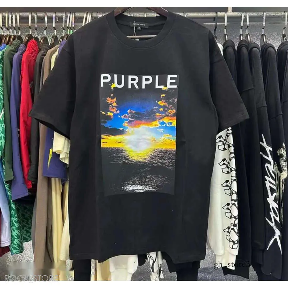 Purple Jeans T Shirt Designer Men Women Inset Purse Fashion Shirt Collar Regular New Style Fit Cotton Print Tops US S-Xl More Color Purple Brand Tshirt 639