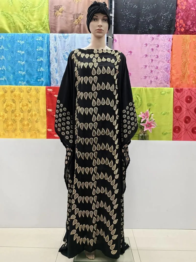 Ethnic Clothing Oversize Muslim Africa Middle East Abaya Women Kaftan Fabric Traditional Embroidered Maxi Long Sleeve Dress Islamic