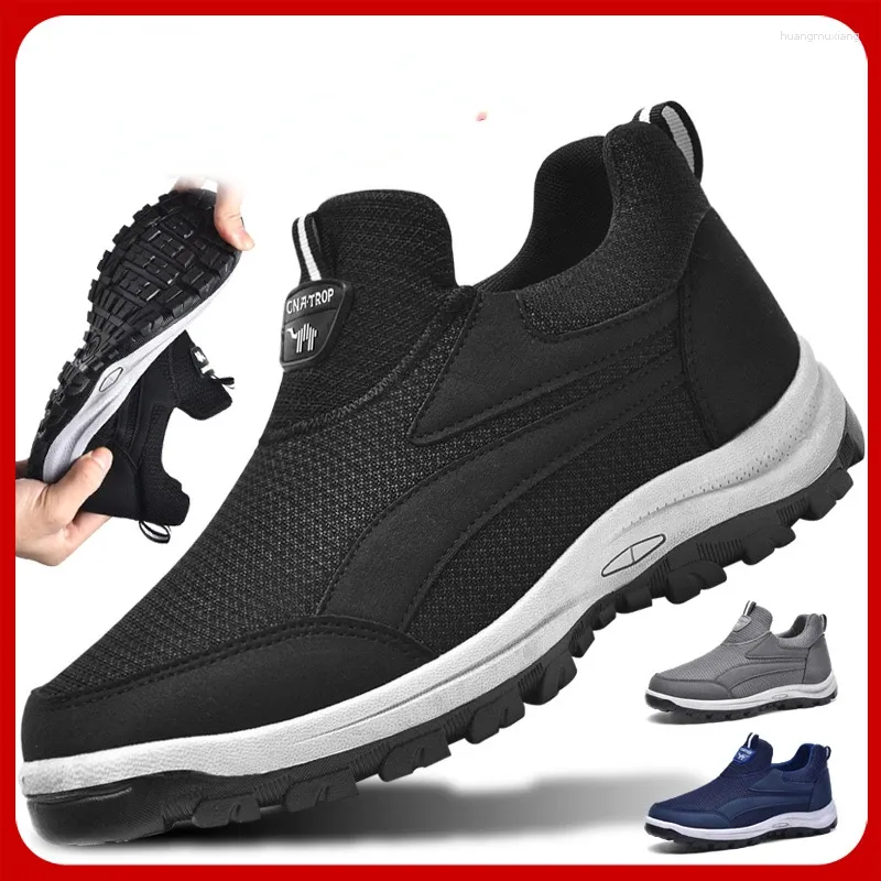 Chaussures décontractées homme marche respirant confortable toile conduite sans lacet plate-forme léger haut baskets hommes chaussures