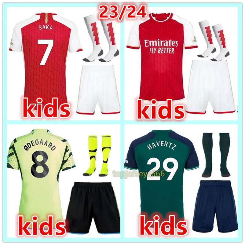 2023 2024 Arsen l SAKA RICE G.JESUS Fußballtrikots Kinderfußballkits Socken 23 24 ODEGAARD HAVERTZ Kinderfußballtrikot Hemd Camisetas Futbol Maillot Fuß