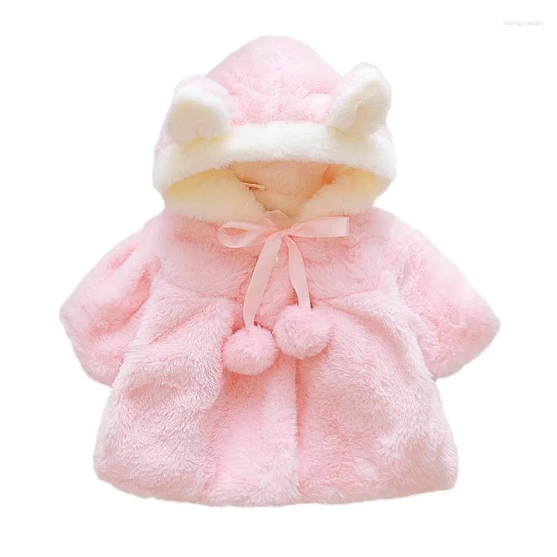 Jackets Baby Girl Clothes Ears Plush Princess Girls Coat Autumn Winter Warm Hooded Infants Jacket Children Christmas Outwear