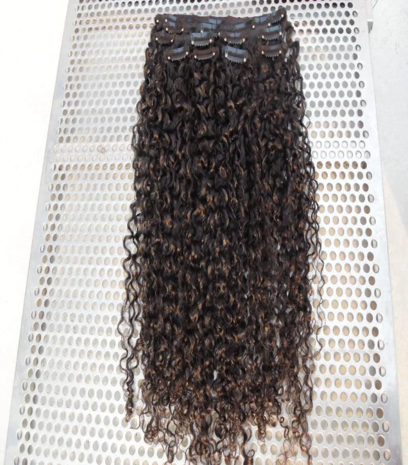 Mongolian virgin jerry curly hair weft clip in extensions unprocessed natural black color can be dyed4509088