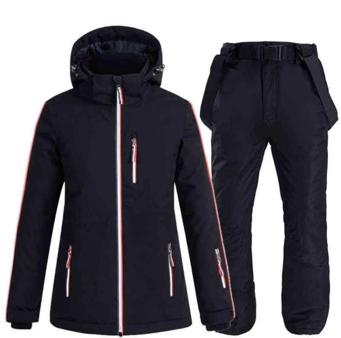 30 Pure Color Ski Suit For Women Windproof Waterproof Snowboard Jacket Sets Winter Snow Costumes Ski Jacket Strap Snow Pants 225827349