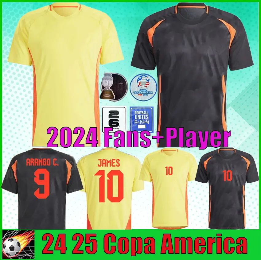 24 25 Colombia James Soccer Maglie 2024 Copa America Columbia National Team Men Shirt Football Away Away D.valoyes Arango C. Chucho Kit Kit Camiseta de futbol