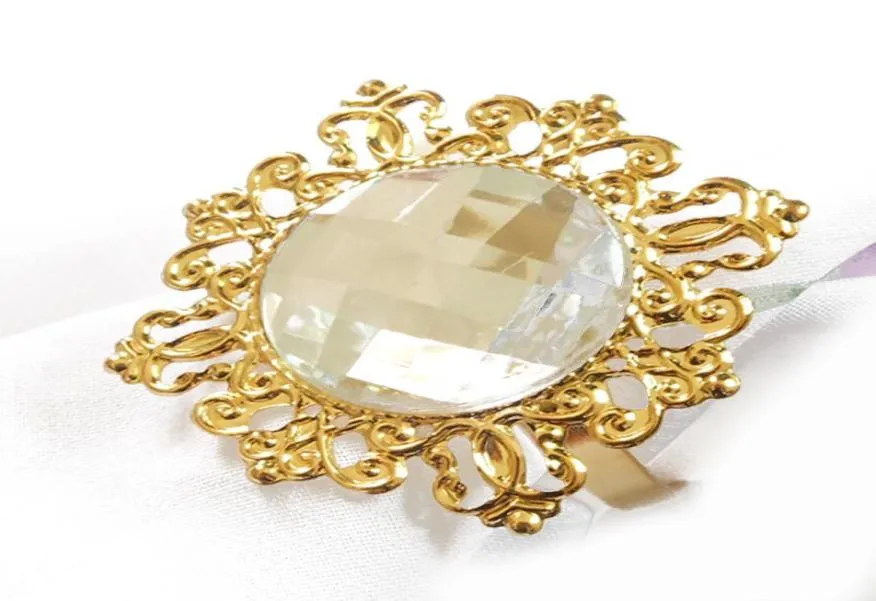 Золотое прозрачное кольцо для салфеток Роскошные кольца для свадебной вечеринки el Banquet Dinner Decor Украшение стола Фабрика экспертный дизайн 5261860