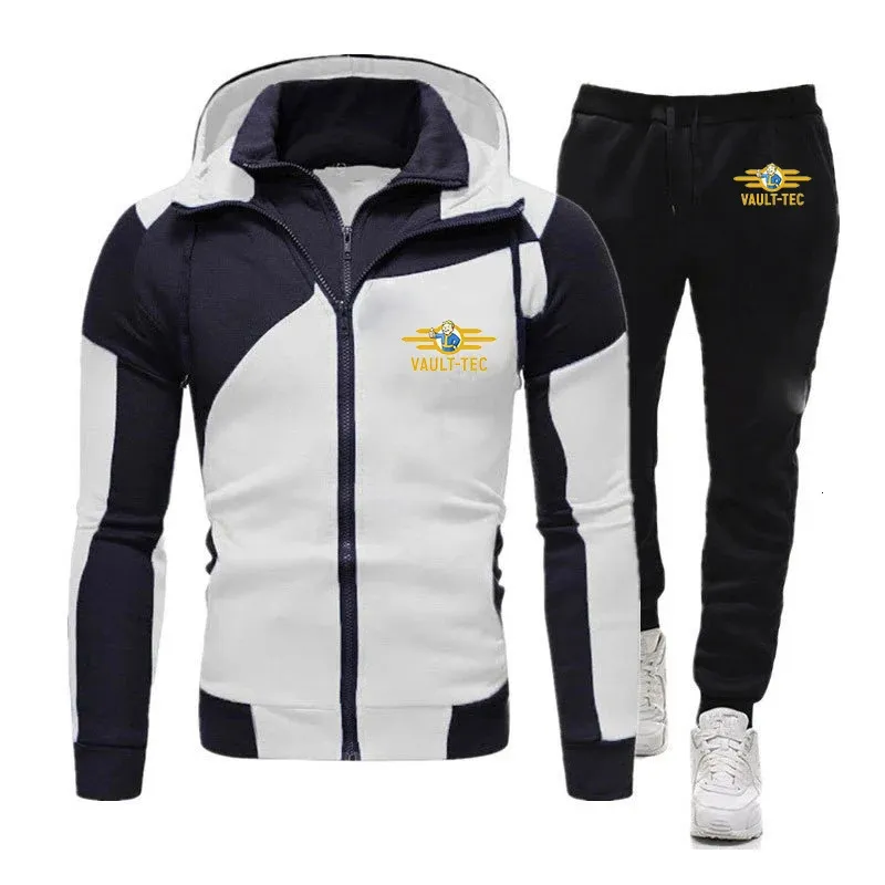 Moda Sports Sports Vault Tec Video Autumn Brand Mens com capuz calças de capuz 2 peças de capuz zíper do zíper 240312