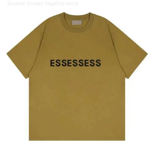 Мужские футболки Дизайнерская футболка Tide На груди с ламинированным принтом в виде буквы с коротким рукавом High Street Свободная повседневная футболка большого размера Топы из 100% хлопка для мужчин и женщин Tshirt1y7z