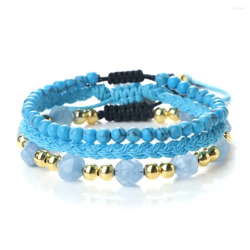 Strand 3Pcs Haute Qualité Pierre Naturelle Pin Oeil De Tigre Coupe Surface Perles Bracelet Hommes Original Bohème Bracelets Faits À La Main Femmes Bijoux