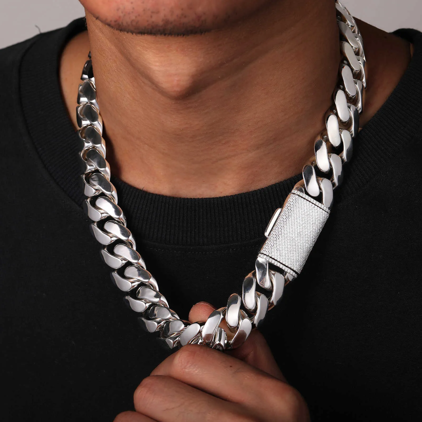 Luxury Iced Out Cuban Link Chain: Solid 925 Sterling Silver