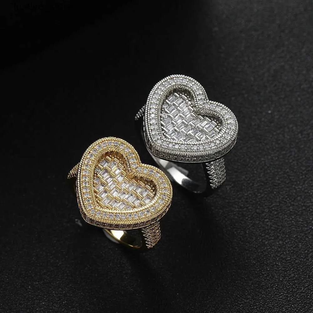 Anelli a grappolo Anelli bling da donna Anelli in ottone con pavé a forma di cuore Anello da uomo Regalo per feste R062 L240315