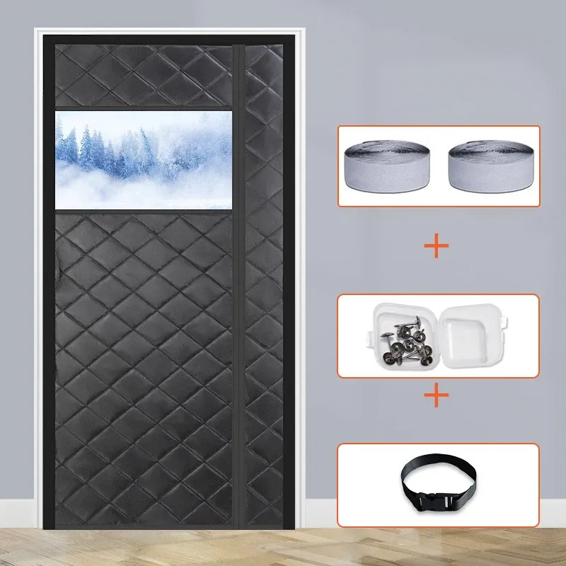 Gardiner hushållens vinterdörr gardin magnetisk värmeisolering värme vindtät partition ljudisolering dörr gardiner håller varma hem