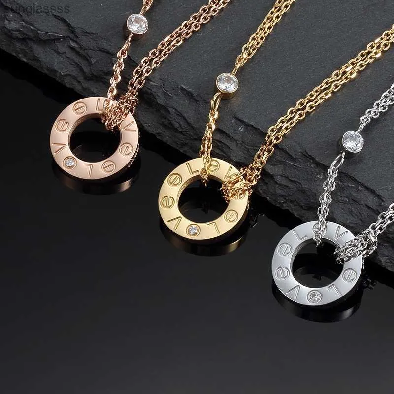 Klassieke Enkele Steen Schroef LIEFDE Ketting voor Vrouwen Meisje Slide Hanger Neckalce Halsbanden Collier Femme 316L Titanium Staal Beroemd Merk