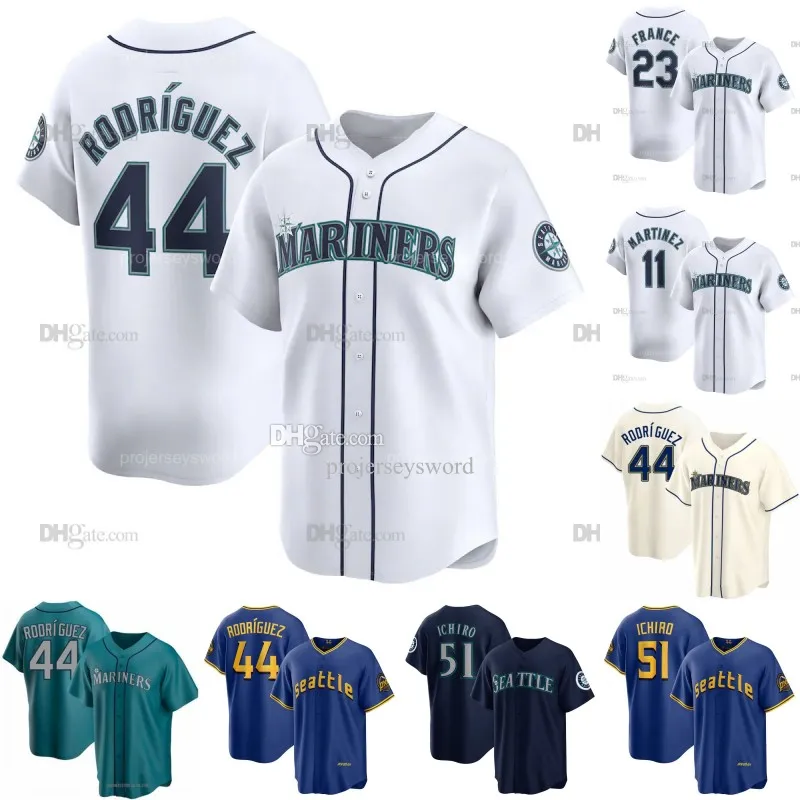 Seattle Julio Rodríguez Mariner Jersey Ken Griffey Jr. Ichiro Suzuki Cal Raleigh George Kirby Logan Gilbert Luis Castillo Luis Urías Mitch Haniger Jonatan Clase